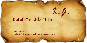 Kuhár Júlia névjegykártya